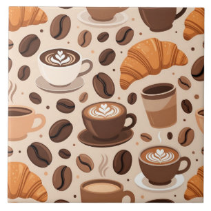 Modern Coffee Aesthetic Pattern Tile