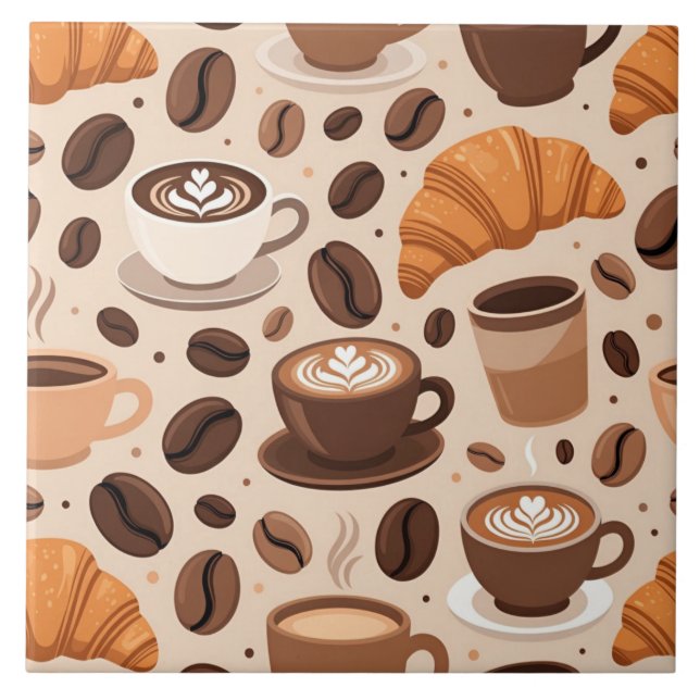 Modern Coffee Aesthetic Pattern Tile (Front)