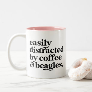Modern Coffee & Beagle Dog Lover Personalized Two-Tone Coffee Mug