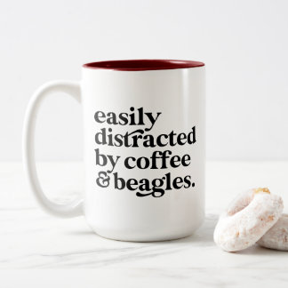 Modern Coffee & Beagle Dog Lover Personalized Two-Tone Coffee Mug