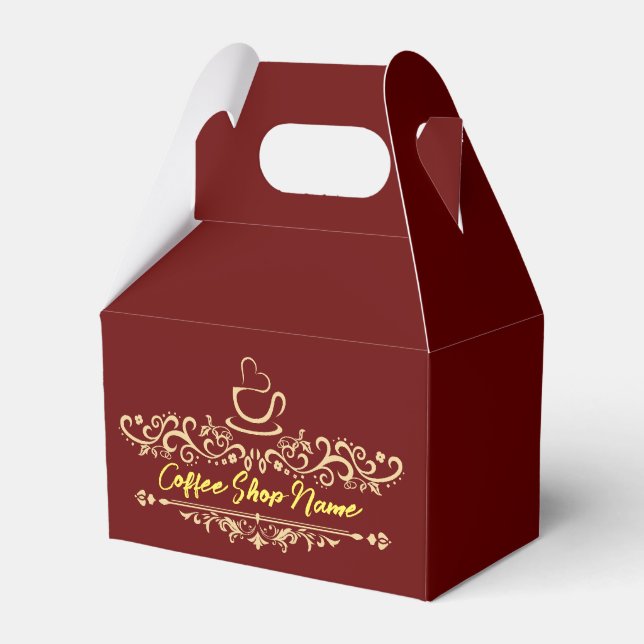 Modern coffee cafe Bakery welcome custom Logo name Favor Box (Front Side)