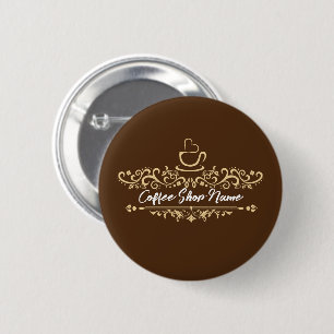 Modern Coffee cafe shop welcome Personalize name 2 Inch Round Button