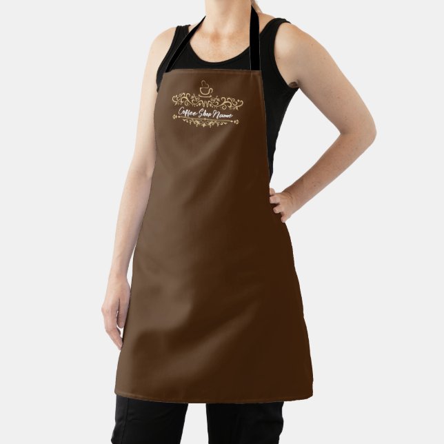 Modern Coffee cafe shop welcome Personalize name Apron (Insitu)