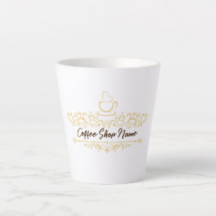 Modern Coffee cafe shop welcome Personalize name Latte Mug