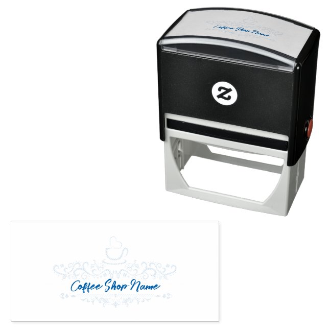 Modern Coffee cafe shop welcome  Personalize name Self-inking Stamp (In Situ)
