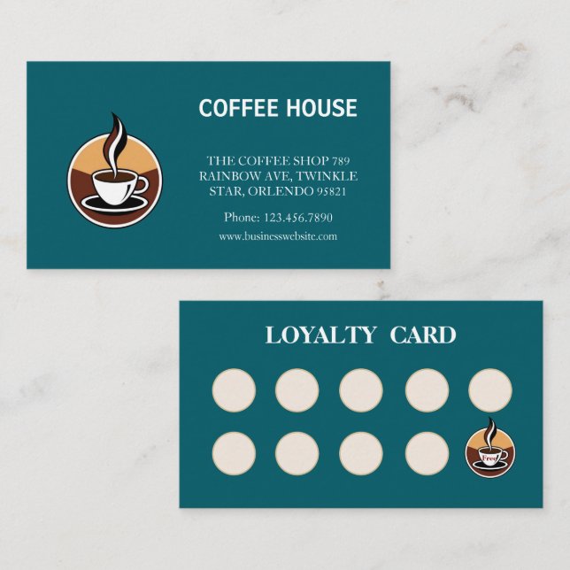Modern coffee chalkboard folded loyalty stamp card (Front/Back)