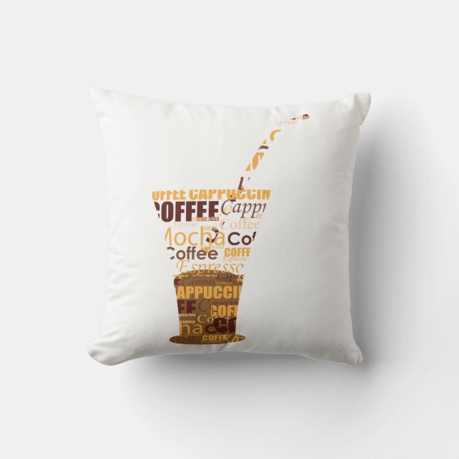 Modern Coffee Illustration Throw Pillow (Front)