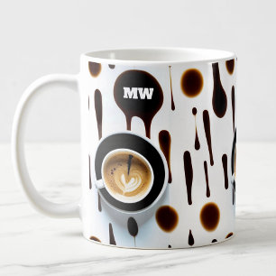 Modern coffee stains and image with initials mug