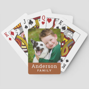 Modern Cognac Custom Family Photo Playing Cards