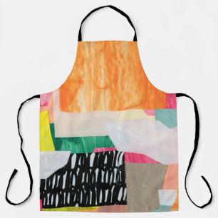Modern collage art. Mixed media on canvas. Colorfu Apron