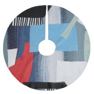 Modern Collage Artistic Geometric Design Brushed Polyester Tree Skirt