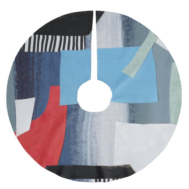 Modern Collage Artistic Geometric Design Brushed Polyester Tree Skirt (Front)
