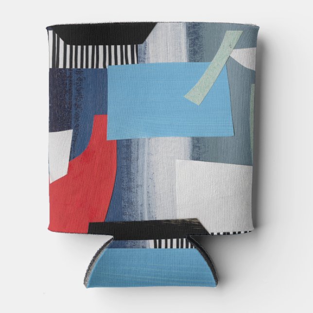 Modern Collage Artistic Geometric Design Can Cooler (Front)