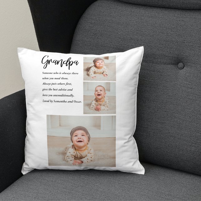 Modern Collage Best Grandpa Ever Beauty Gift Throw Pillow (Creator Uploaded)