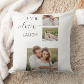 Modern Collage Couple Photo & Live Love Laugh Gift Throw Pillow (Blanket)