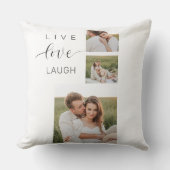 Modern Collage Couple Photo & Live Love Laugh Gift Throw Pillow (Front)