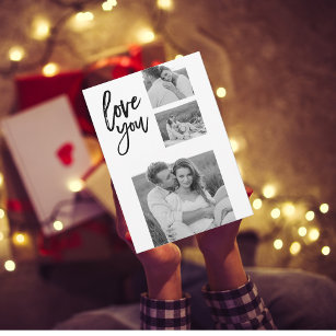 Modern Collage Couple Photo & Love You Beauty Gift Holiday Card