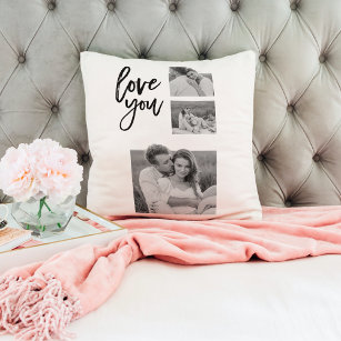 Modern Collage Couple Photo & Love You Beauty Gift Throw Pillow