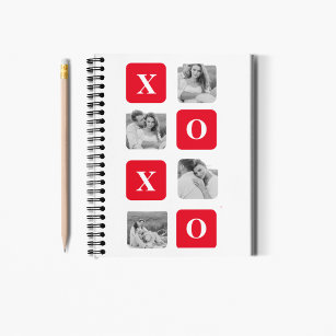 Modern Collage Couple Photo & Red XOXO Notebook
