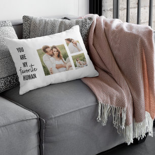 Modern Collage Couple Photo & Romantic Love Quote Lumbar Pillow