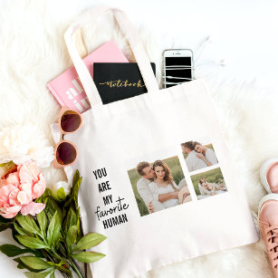 Modern Collage Couple Photo & Romantic Love Quote Tote Bag