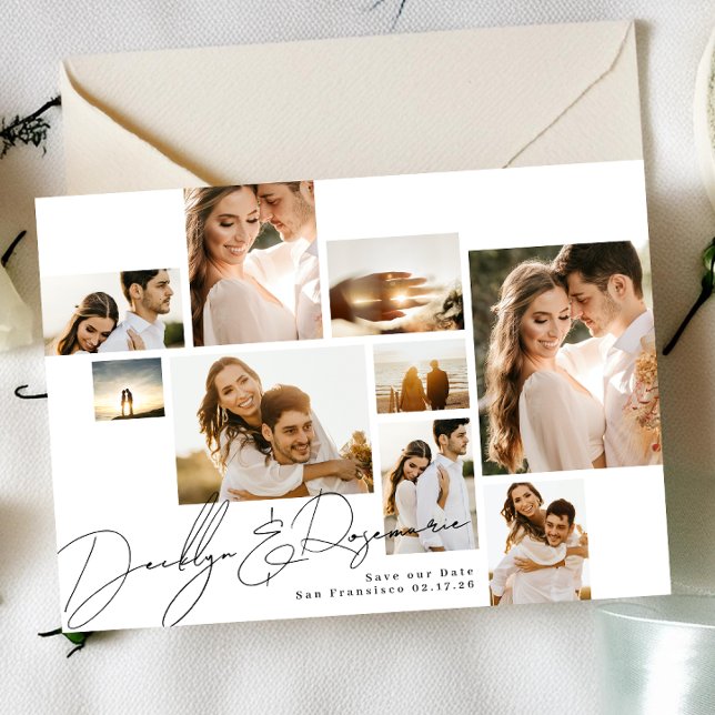 Modern Collage Customizable Qr Code Multi Photo Save The Date (Creator Uploaded)