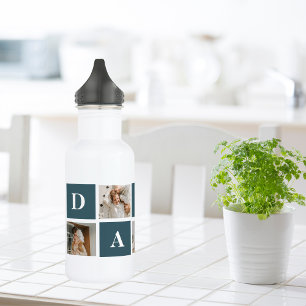 Modern Collage Fathers Photo & Green Daddy Gifts 532 Ml Water Bottle
