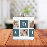 Modern Collage Fathers Photo & Green Daddy Gifts Hip Flask<br><div class="desc">A modern collage fathers photo is a personalized gift that combines multiple photos of a father or father figure in a creative and stylish manner. It involves selecting several meaningful pictures and arranging them in a collage format, often with overlapping or grid-like designs. The photos can feature different moments or...</div>