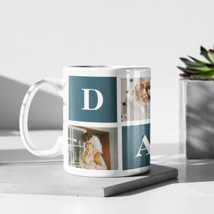 Modern Collage Fathers Photo & Green Daddy Gifts Mug