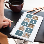 Modern Collage Fathers Photo & Green Daddy Gifts Notebook<br><div class="desc">A modern collage fathers photo is a personalized gift that combines multiple photos of a father or father figure in a creative and stylish manner. It involves selecting several meaningful pictures and arranging them in a collage format, often with overlapping or grid-like designs. The photos can feature different moments or...</div>