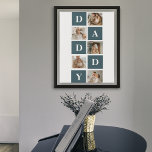 Modern Collage Fathers Photo & Green Daddy Gifts Poster<br><div class="desc">A modern collage fathers photo is a personalized gift that combines multiple photos of a father or father figure in a creative and stylish manner. It involves selecting several meaningful pictures and arranging them in a collage format, often with overlapping or grid-like designs. The photos can feature different moments or...</div>