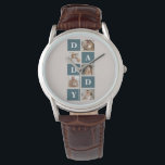 Modern Collage Fathers Photo & Green Daddy Gifts Watch<br><div class="desc">A modern collage fathers photo is a personalized gift that combines multiple photos of a father or father figure in a creative and stylish manner. It involves selecting several meaningful pictures and arranging them in a collage format, often with overlapping or grid-like designs. The photos can feature different moments or...</div>