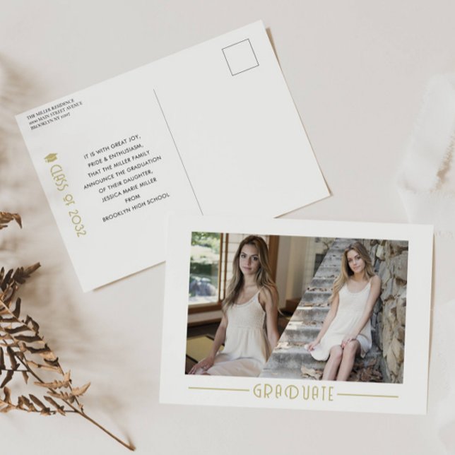 Modern Collage Graduate Grad  Photo Graduation Ann Announcement Postcard (Creator Uploaded)