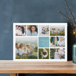 Modern Collage | Hanukkah Photo Card<br><div class="desc">Modern Hanukkah photo collage card features eight photos arranged in a grid layout,  with your personal holiday message and names in white on aqua. A simple and minimal design that shows off your favourite photos.</div>
