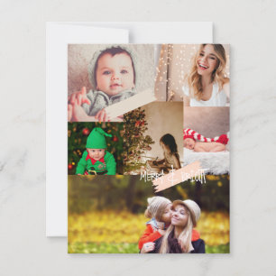 Modern collage Merry and Bright Christmas Photo Holiday Card