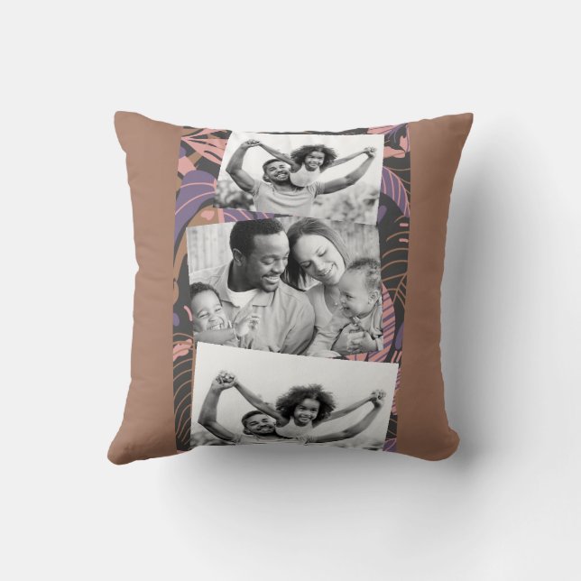 Modern collage mocha mousse colour of the year throw pillow (Back)