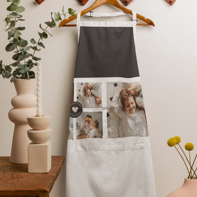 Modern Collage Personalized Family Photo Gift Apron (Creator Uploaded)
