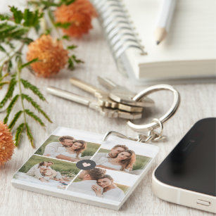 Modern Collage Personalized Family Photo Gift Keychain