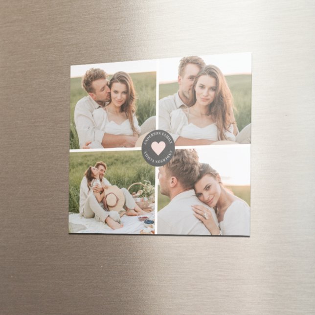 Modern Collage Personalized Family Photo Gift Magnet