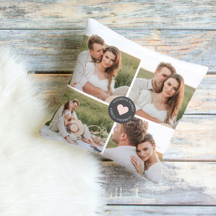 Modern Collage Personalized Family Photo Gift Outdoor Pillow