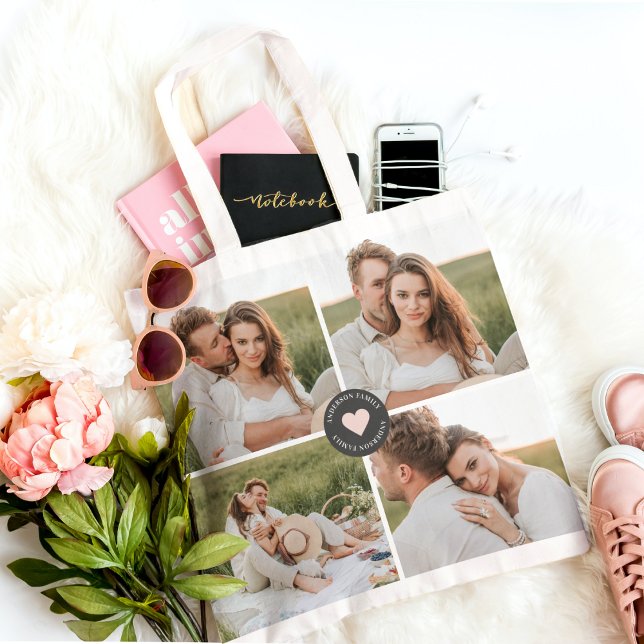Modern Collage Personalized Family Photo Gift Tote Bag (Creator Uploaded)
