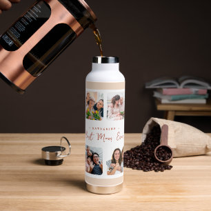Modern Collage Personalized Photo Mom Gift Water Bottle