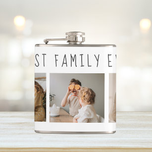 Modern Collage Photo & Best Family Ever Best Gift Hip Flask