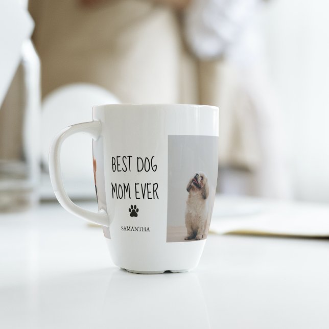 Modern Collage Photo Best Mom Dog Ever  Latte Mug (Creator Uploaded)