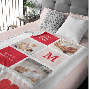 Modern Collage Photo & Best Mom Ever Gift Sherpa Blanket