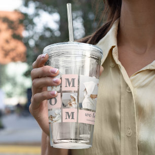 Modern Collage Photo Best Mom Ever Pink Gift Acrylic Tumbler