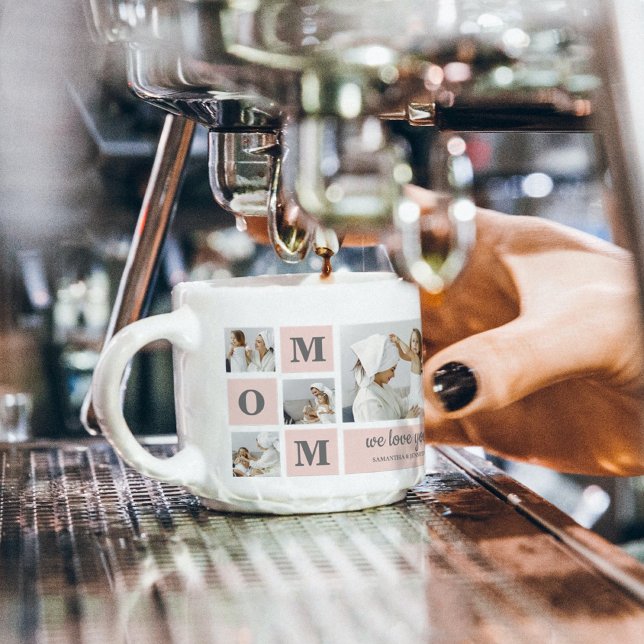 Modern Collage Photo Best Mom Ever Pink Gift Espresso Cup (Creator Uploaded)