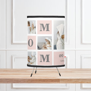 Modern Collage Photo Best Mom Ever Pink Gift Tripod Lamp