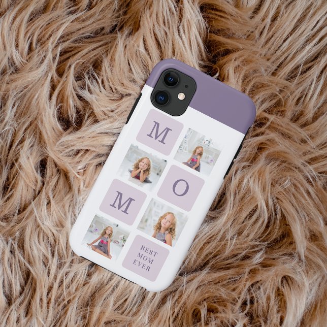Modern Collage Photo Best Mom Ever Purple Gift Case-Mate iPhone Case (Creator Uploaded)