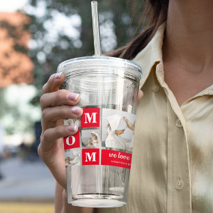 Modern Collage Photo Best Mom Ever Red Gifts Acrylic Tumbler